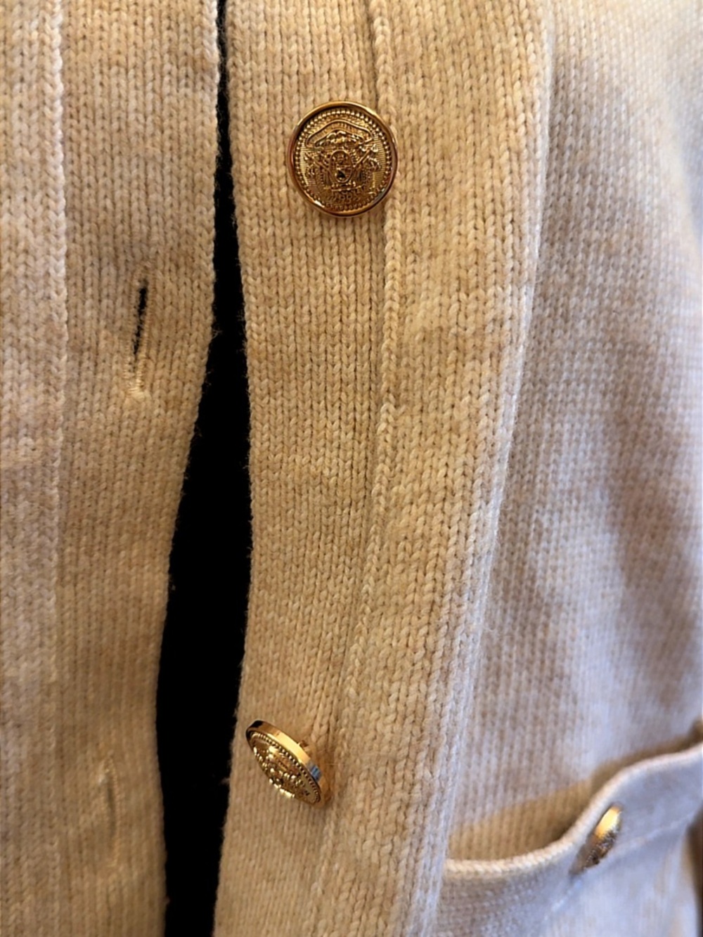 Marc New York Beige Knit Button-Front Jacket with Ribbed Collar - Picture 2 of 9